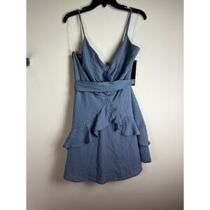 TRIXXI Clothing Company Blue Textured Ruffle Tie-Front Dress Juniors XL NWT